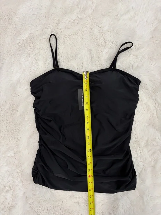 Ocean Blues Black Ruched One-Piece Swimsuit,Size 2XL. - Picture 11 of 13